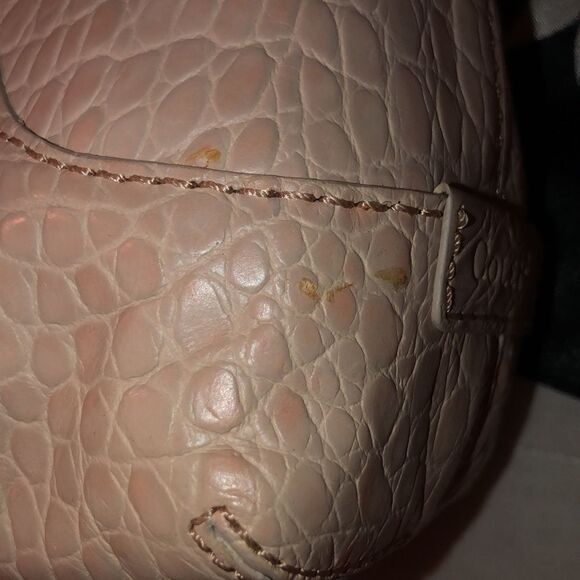 Cole Haan Mini Satchel Croc Print Embossed Leather Blush Pink Nude - Picture 8 of 16